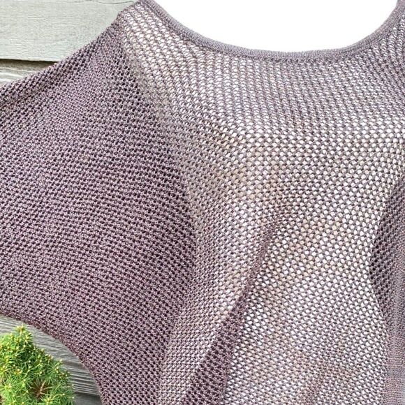 Ashley Steward Plus Sz 22/24 Brown Bronze Metallic Open Knit Pullover Lagenlook - Picture 7 of 10